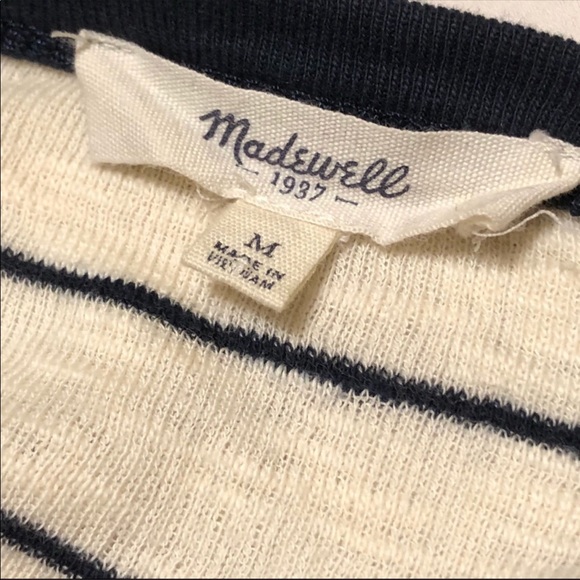 Madewell Striped Ribbed Elbow Sleeve Knit Top - Picture 7 of 8